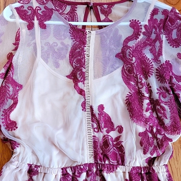 NWT MINKPINK  Sweetest Sound Floral Lace & Mesh Sleeve Romper Size Small - Picture 5 of 15